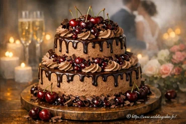 Wedding cake cerise griotte et chantilly cacao : un gùteau 2 étages gourmand