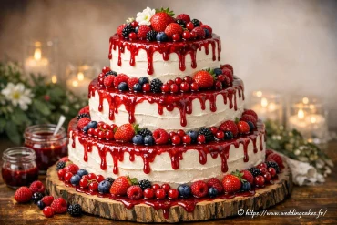 Wedding cake fruits rouges : comment réussir un coulis maison sur 3 étages