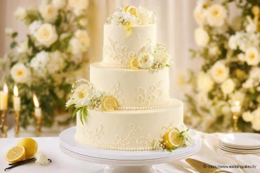 Wedding cake sans fruits à coque : vanille citron en 3 étages pour un mariage gourmand