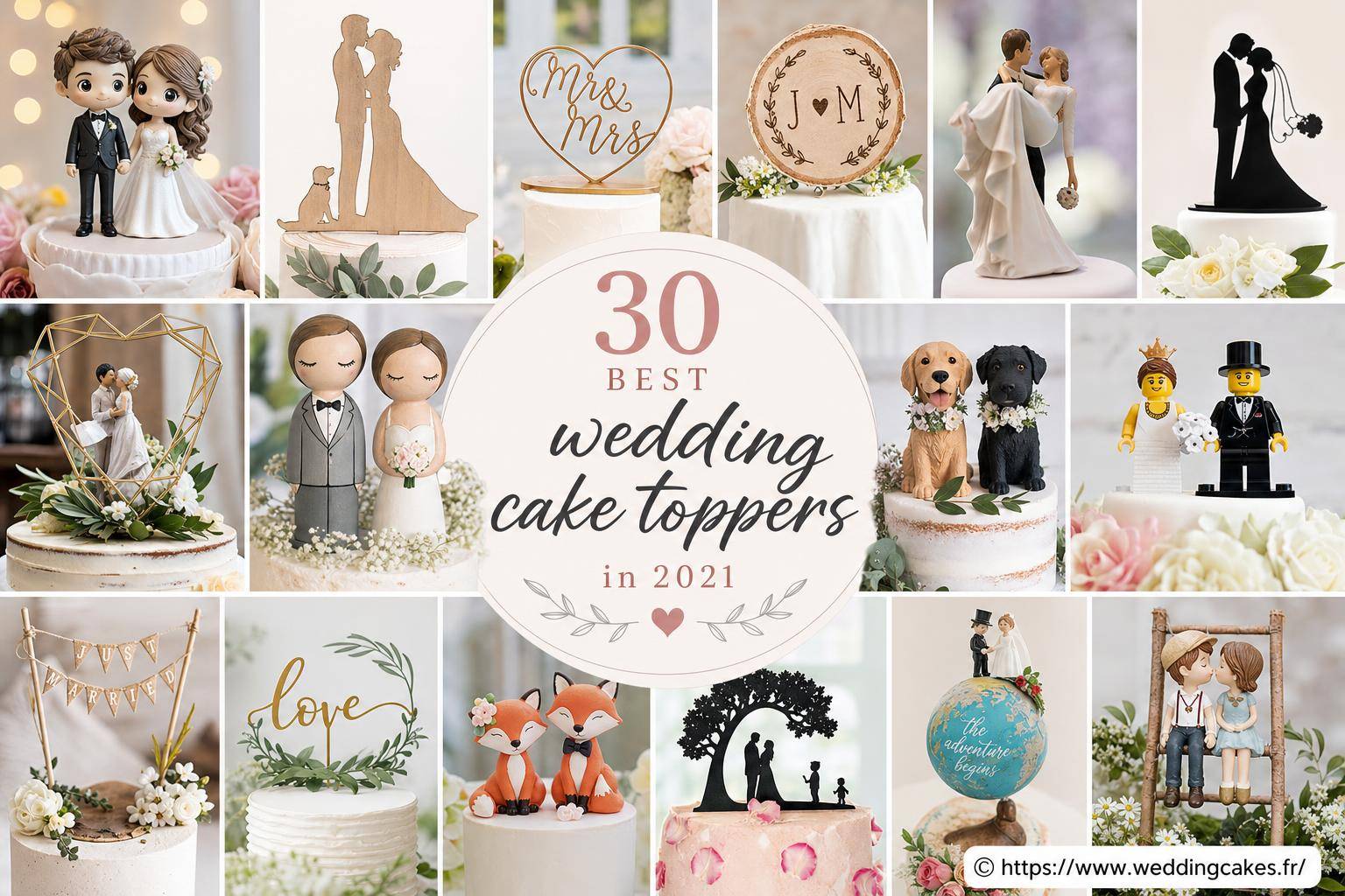 Les meilleurs cake toppers pour gâteau de mariage à découvrir