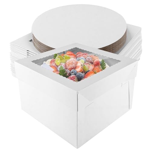 APACALI Lot de 40 boîtes à gâteau 30 x 30 x 20 cm, blanches,
