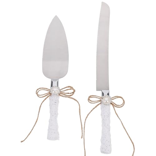 Ensemble Coupe Gâteau de Mariage en Acier Inoxydable Argenté