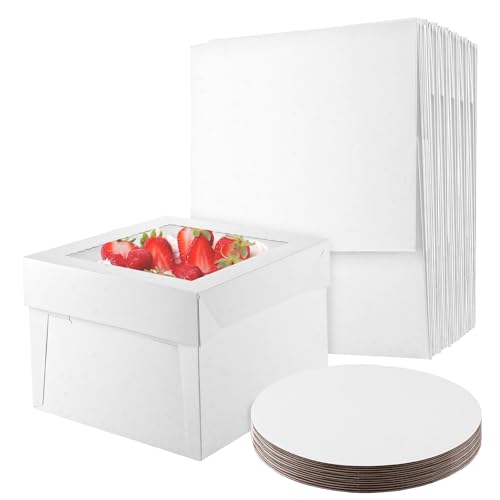 MUXHEL Lot de 20 boîtes à gâteau blanches - 25 x 25 x 20 cm 