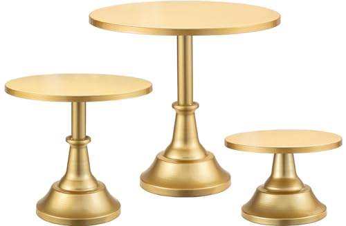 HBlife Lot de 3 supports à gâteau dorés (assiettes à gâteau 