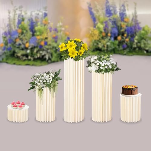 Lot de 5 supports cylindriques pliables en papier pour fêtes
