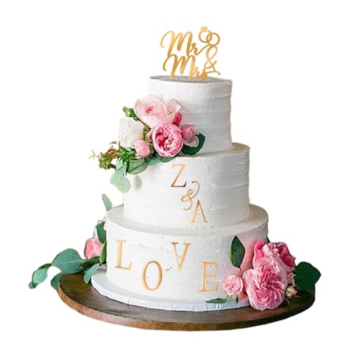 Floruvia Wedding Cake Topper Mr&Mrs Cake Topper avec 26 Lett