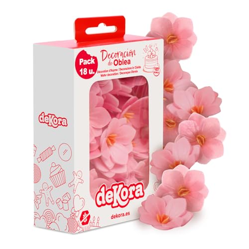 dekora – Fleurs Comestibles pour Gâteau, 18 Gaufrettes Camél