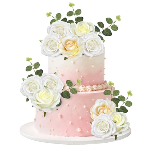 DIELOVEHUA 18 Pièces Décoration de Gâteau Fleurs, Décoration