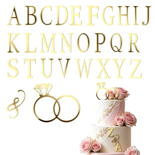 Wedding Cake Topper Bague, Diamant Cake Topper avec 26 Lettr