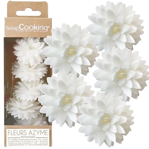 ScrapCooking - 5 Dahlias Blancs en Azyme - Fleurs Comestible