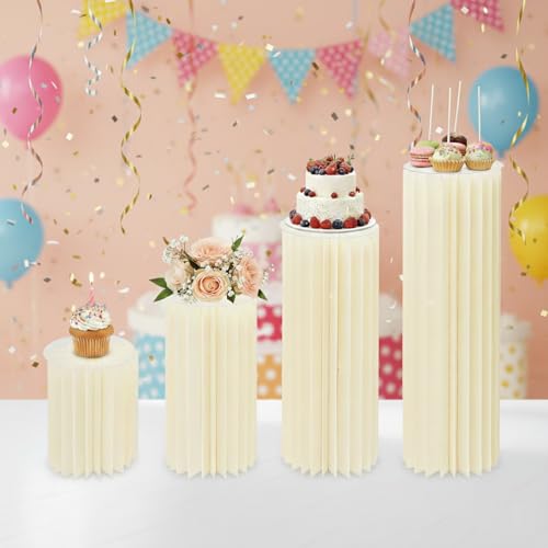 WYmaioyis Lot de 4 colonnes décoratives avec plaque acryliqu