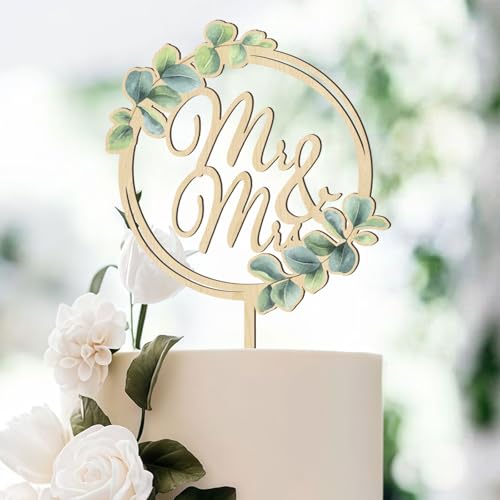 LunarCharm Mr & Mrs Cake Topper en bois pour gâteau de maria