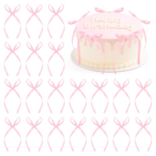 KILDOWS 20 Pièces Cake Topper avec Noeud, Rose Noeud Décorat