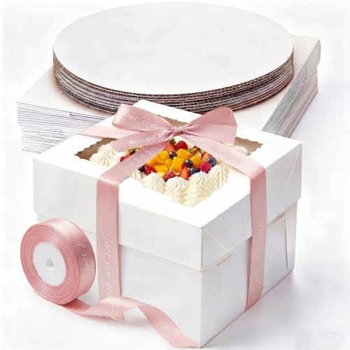 DEMOCRATIDO Boîte à Gâteau Transport avec Fenêtre 25x25x20cm