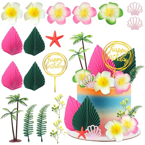 Deco Gateau Tropical Fleur, 18 PCS Decoration Gateau Anniver