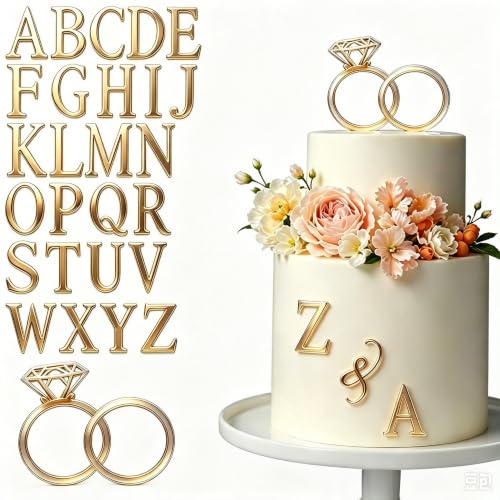 Semma Topper de gâteau léger bague diamant 26 lettres et sym