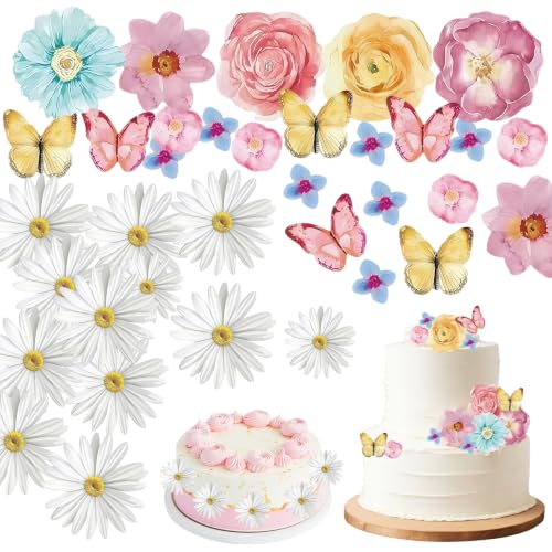 117 Pièces Fleur Comestible Pour Gateau, Fleur Gateau, Decor