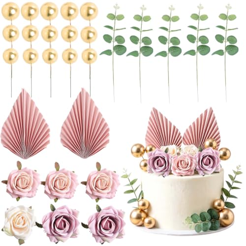 VIDSTW 27 Pièces Deco Gateau Bohème Fleur Decoration Gatea S