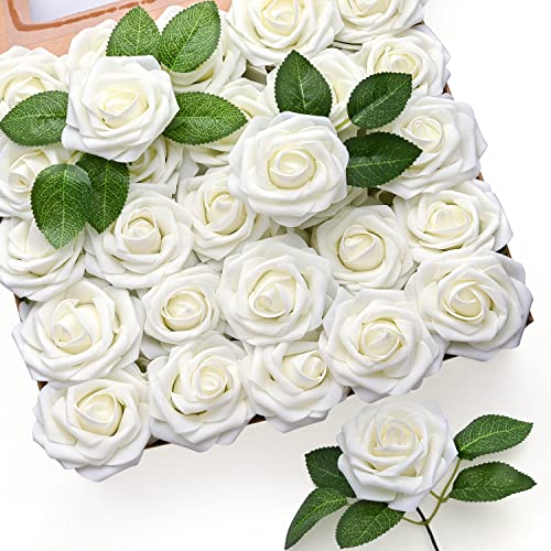 Mocoosy 50 Pcs Fleurs De Rose Artificielles,Véritable À La R