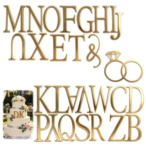 Cake Topper Mariage Lettres Dorées