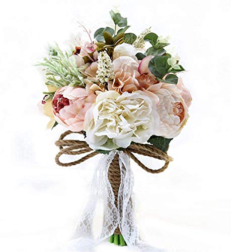 Fouriding Bouquet de Mariée Mariage Pivoines Fleur Artificie