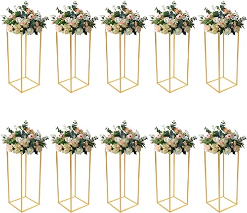 10 Pièces Supports de Fleurs de Mariage, Vase Doré Design Gé