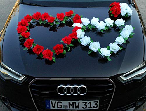 Bijoux de voiture double cœur pour couple de mariés, décorat