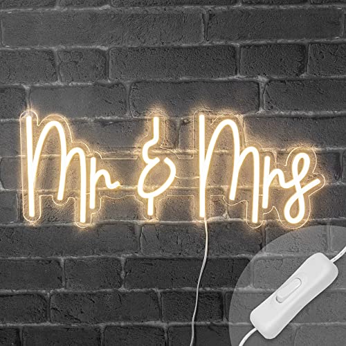 Neon led Mr & Mrs 50CM - Neon Mural Blanc Chaud sur Secteur 